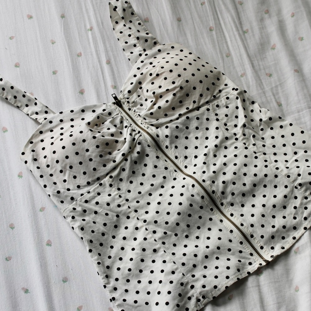 Y2K Black and White polka dot tank